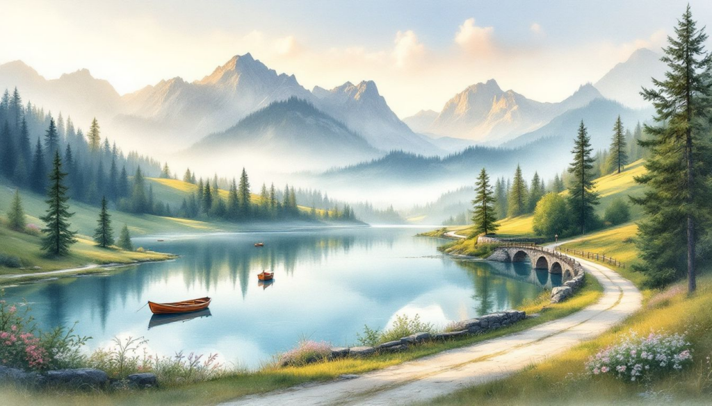 A scenic view of the Romantic Road and Princes Road near Alpsee Lake.