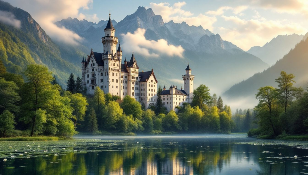 Hohenschwangau Castle surrounded by beautiful nature.