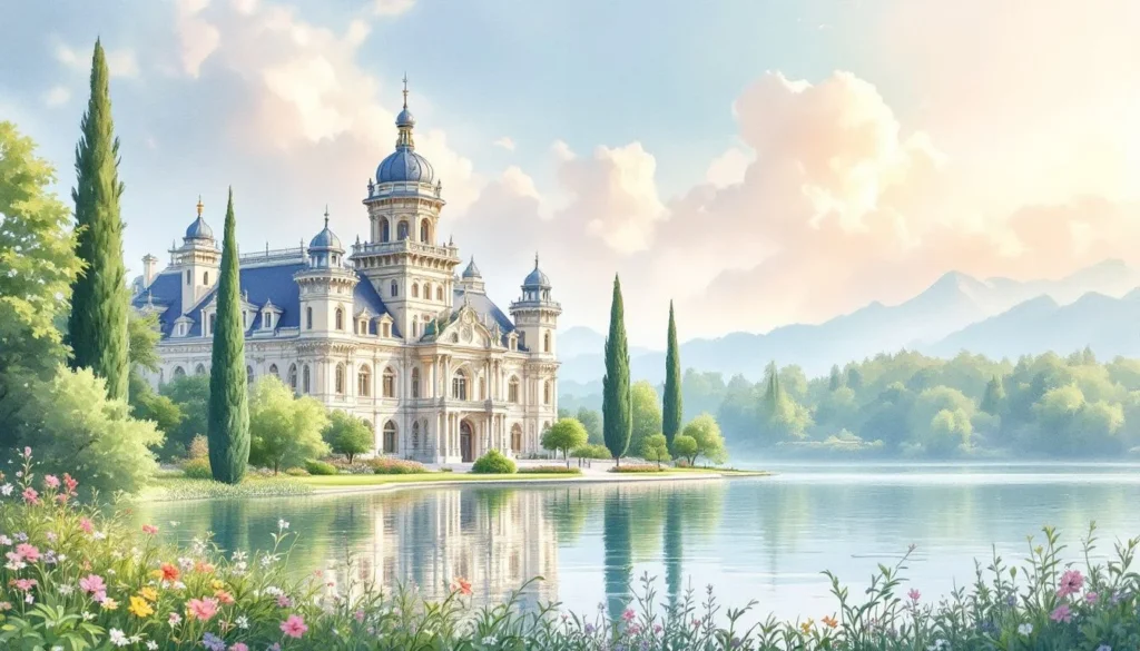 Discover Herrenchiemsee: Ludwig II's Bavarian Versailles Guide 2 Construction of Herrenchiemsee New Palace, showcasing its architectural features.
