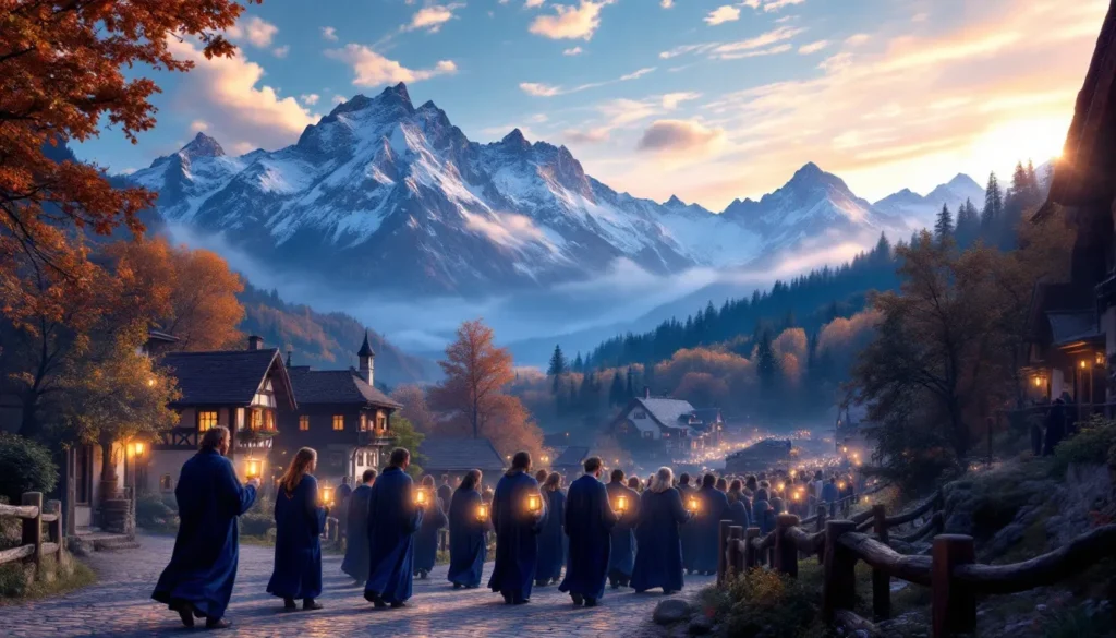 A scene from the Oberammergau Passion Play, depicting religious scenes.