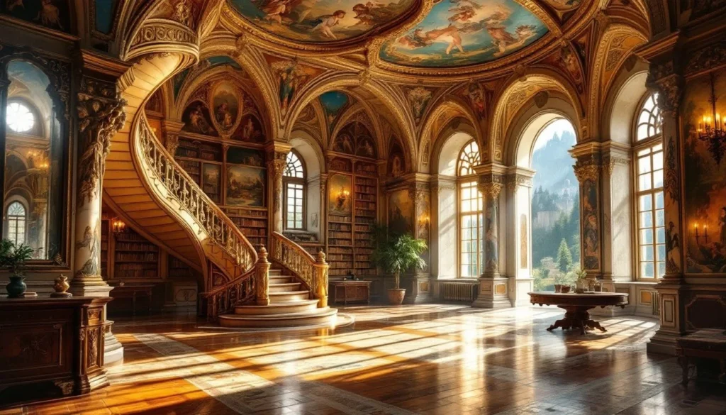 Exploring the interior of Neuschwanstein Castle during a guided tour.