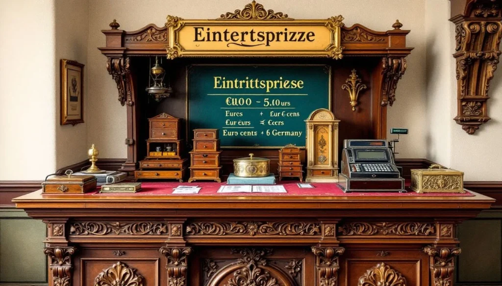 A visual representation of ticket prices displayed at Linderhof Palace's cash desk.