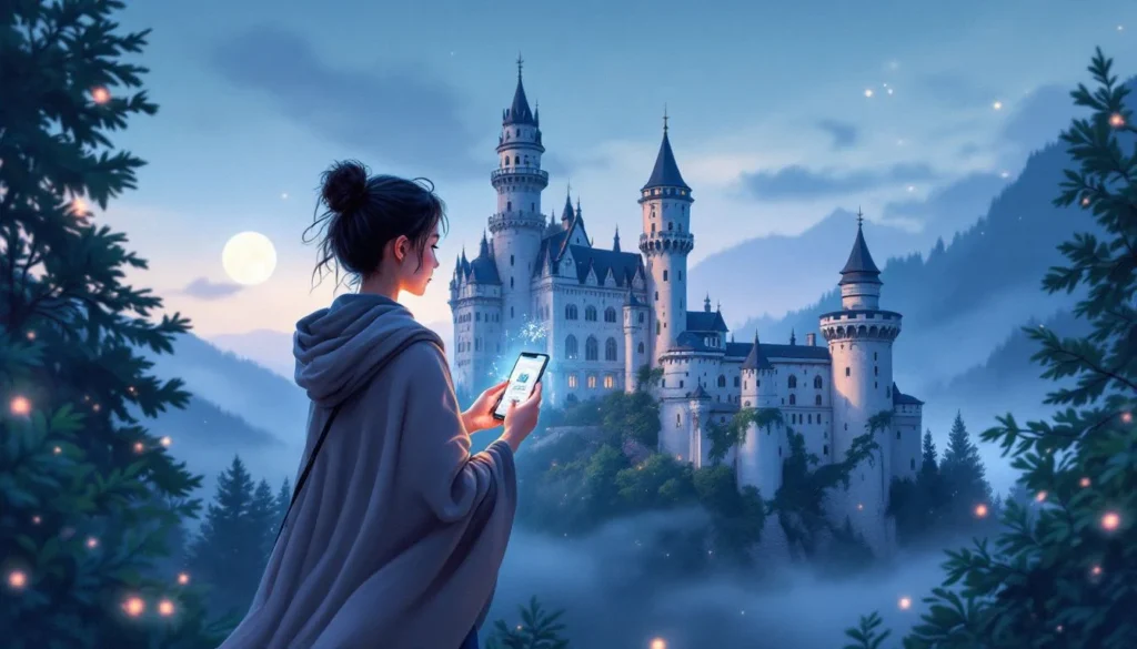 A person scanning a QR code for a ticket entrance at Neuschwanstein Castle, demonstrating the online ticket advantage.